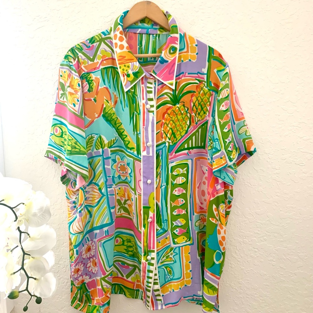 Bob Mackie Wearable Art Vintage Silk Blouse